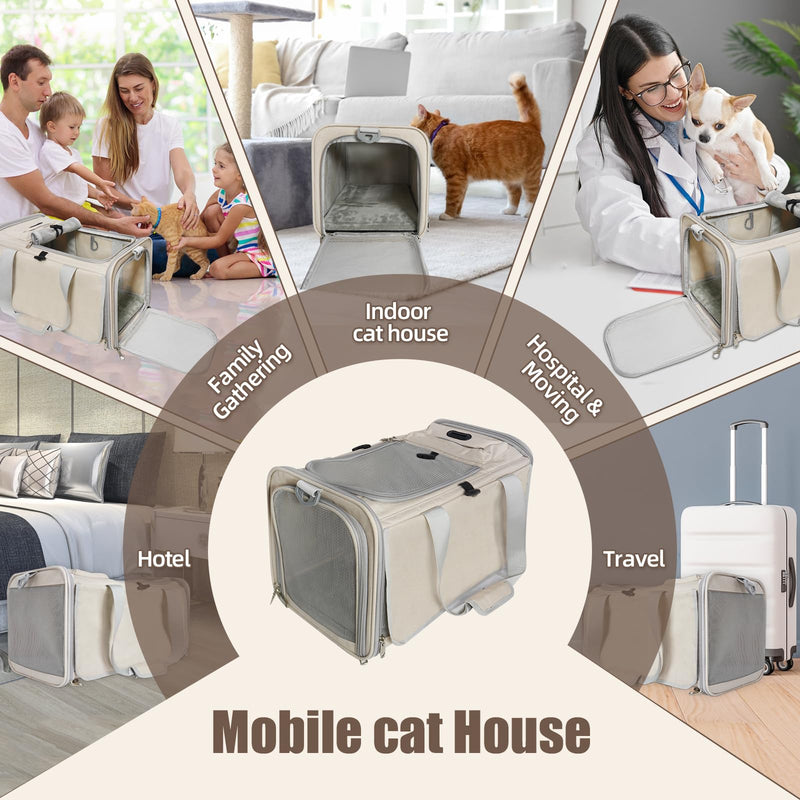 Cat Carrier American, United, Delta Airline Approved/Soft-Sided Pet Travel Bag for Medium Cat 15+ lbs Small Dog Traveling Crate Under 15 Pounds TSA Approved Carrying Cage Underseat Cabin White - PawsPlanet Australia