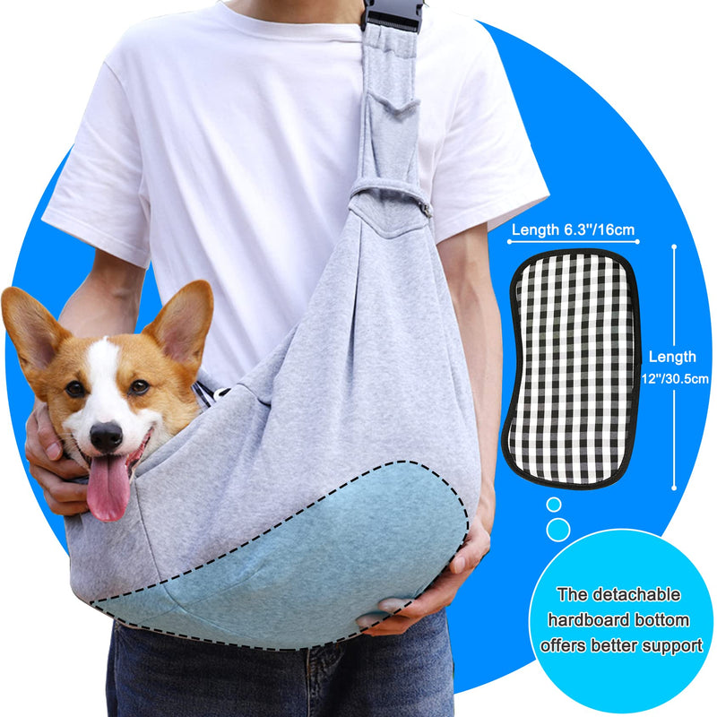 Kanemc Dog Sling Carrier for Small Dogs Cat Puppy Pets Up to 16.5lbs, Comfy Hard Bottom Support, Adjustable Padded Shoulder Strap, Hands-Free Dog Carrier Sling Bag for Outdoor Travel gray - PawsPlanet Australia