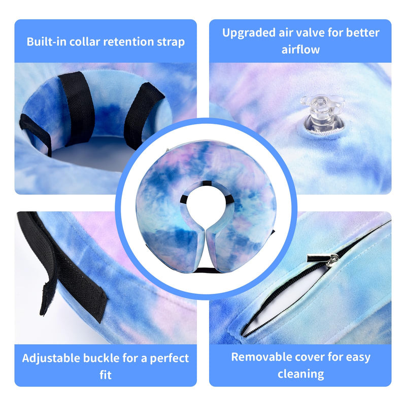 Inflatable Dog Recovery Collar, Dog Cone Collar for After Surgery, Prevent Dogs from Biting & Scratching Wound E-Collars to Help with Healing Soft Pet Recovery Collar Does M+ purpleblue - PawsPlanet Australia