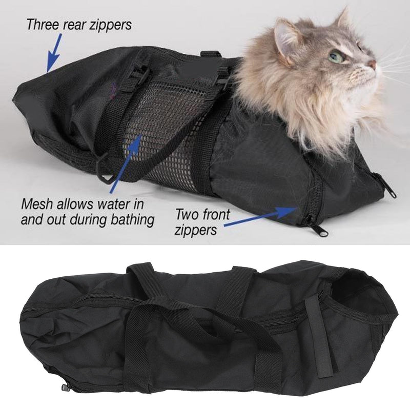 Cat Grooming Bag, Oxford Cloth Pet Bathing Restraint Bag with Front & Rear Zippers, Handles & Hanging Hook, 46x24cm Cat Restraint Bag for Bathing, Nail Trimming, Injections - PawsPlanet Australia