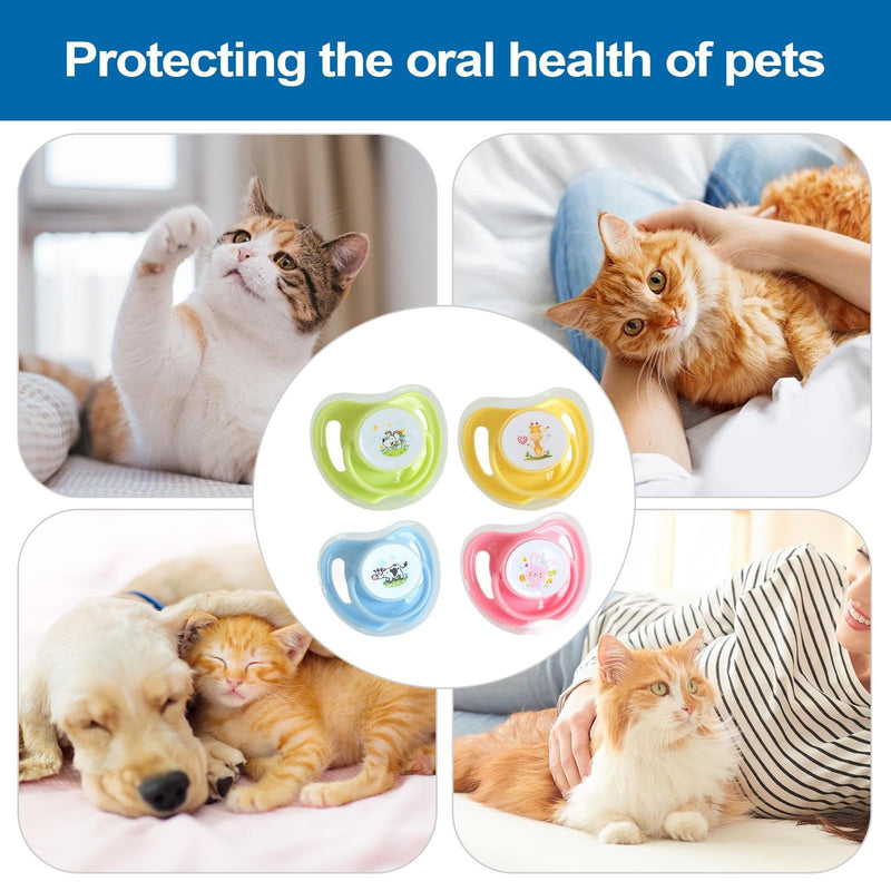 Pacifier for Kittens | Puppy Toy, 4-Piece Teat Set, Cute Silicone Chew Toy | Safe Teething System for Pets, Protective Dust Protection Set