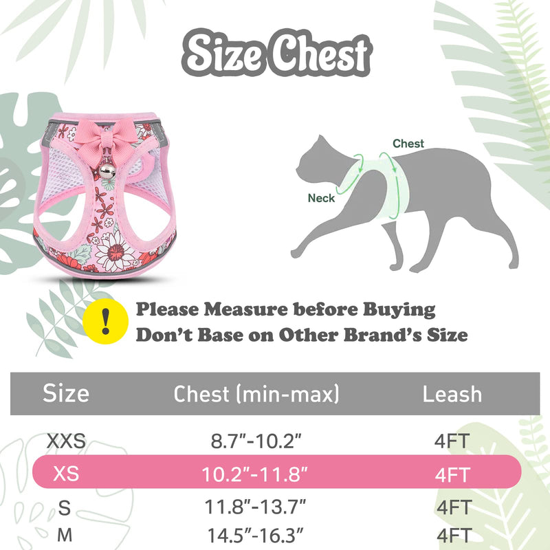 Cat Harness and Leash Escape Proof for Walking, Adjustable Soft Kitten Harness with Reflective Straps Step in Cat Vest Harness for Small Kitten and XS Dogs (Pink, XS-Chest(10.2"-11.8")) XS-Chest(10.2"-11.8") Pink