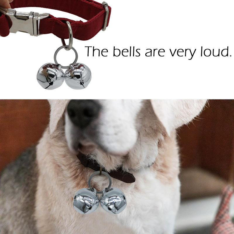Large Dog Bells, Collar Loud Bells, Pet Tracker & Training, Handmade Metal(Silver) Silver - PawsPlanet Australia
