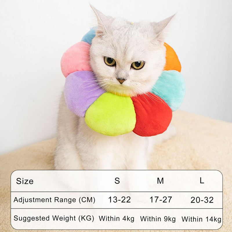 Pet Recovery Collar, Dog Cat Cone Collar Recovery Kitten Soft Neck, Adjustable Buckle, sun flower Soft Protective, Excellent Recovery Surgery Wound, Elizabeth Comfy Cotton, Not Block Vision (M) M