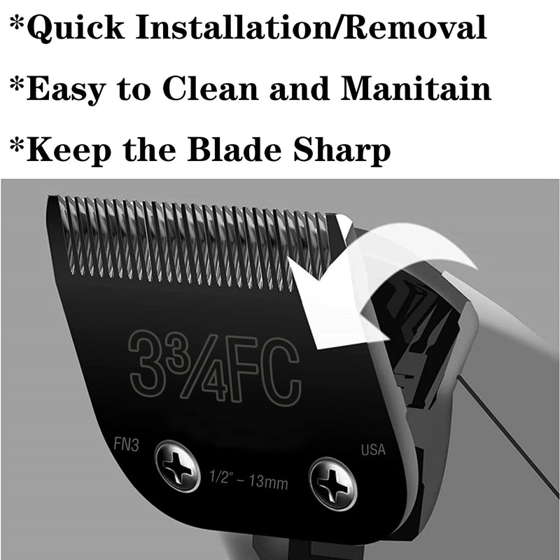 Detachable Steel Pet Dog Clipper Blades,Size-3 3/4FC,Compatible with Andis Cut Length 1/2"(13mm),Compatible with Oster A5, Wahl KM Series Clippers, Made of Steel Blade and Stainless Steel Blade - PawsPlanet Australia