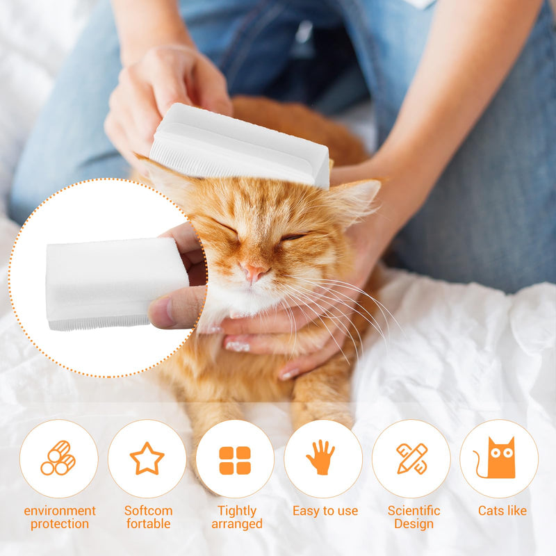 Soft Cat Brush for Grooming, 2Pcs Gentle Cat Tongue Brushes 2 in 1 Brush Sponge with 1300 Barbed Serrations White Brushes for Sensitive Cats Lightweight for Daily Grooming Enhancing Bonding - PawsPlanet Australia