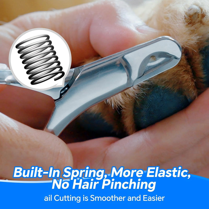 Stainless Steel Dog Cat Nail Clippers with Nail File, Professional Dog Claw Clippers Trimmer Set with Sharp Razor Blades, Durable Home Pet Grooming Tool for Small Large Dogs Cats