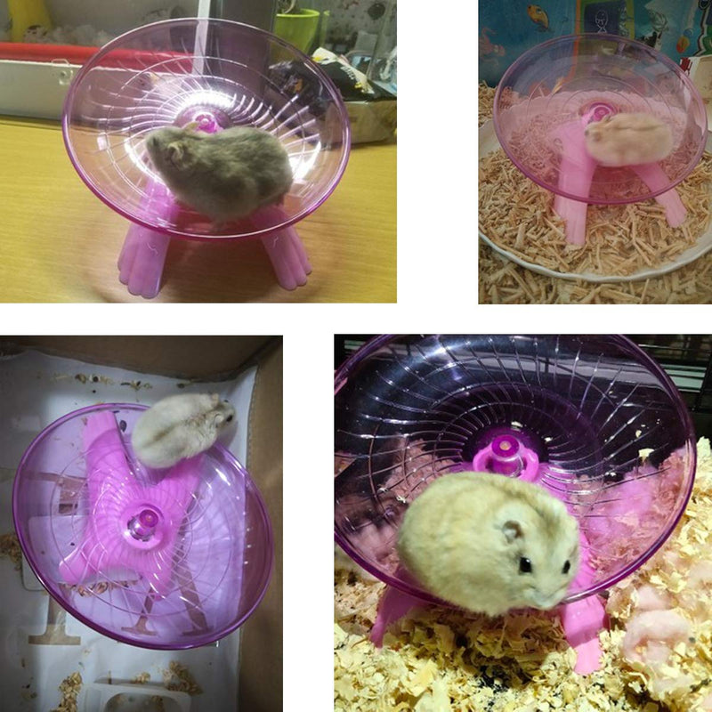 Hamster Flying Saucer Silent Running Exercise Wheel for Gerbil Rat Mouse Hedgehog Small Animals (Pink) Pink - PawsPlanet Australia