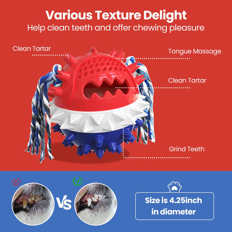 HGB Squeaky Dog Toys for Aggressive Chewers, Tough Dog Chew Toys for Large Medium Dogs, Indestructible Dog Toy to Keep Them Busy, Treat Dispensing Dog Toys for Boredom & Enrichment Blue - PawsPlanet Australia
