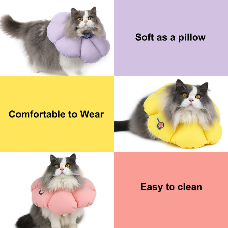 Cat Cone Collar,Cute Waterproof Cat Recovery Collar,Anti-Bite Lick Wound Healing Safety Elizabethan e Collar for Cats,Purple Flower All-Season Style… Medium purple