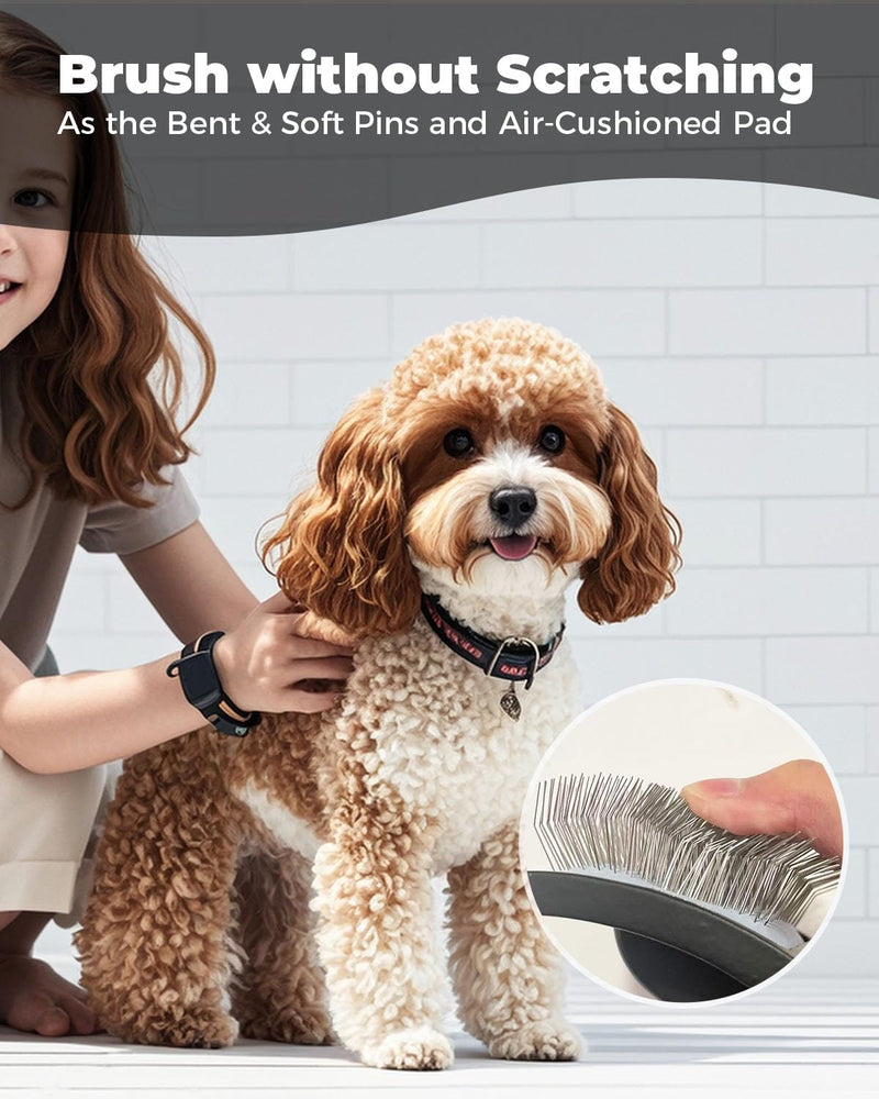 Professional Pet Slicker Brush for Long Haired Dogs&Cats Large Grooming Tool for Dematting, Detangling, Removes Loose Fur,Suitable for Doodles,Poodles,Goldendoodle, Labradoodle, Long Thick Curly Coats Black - PawsPlanet Australia