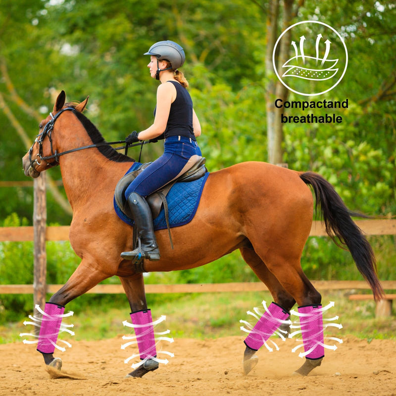 Horse Fly Boots, Breathable Mesh Protection Set of 4, Comfortable Pony Leggings, Breathable Mesh Design, Equines Supplies for Reduce Stomping, Hoof Damage & Leg Fatigue (Rose Red, Large) Rose Red Large (For average horses) - PawsPlanet Australia