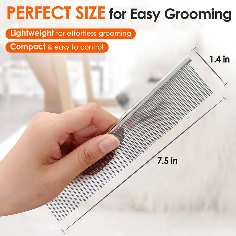Dog Comb to Remove Tangles and Knots, Cat Comb with Stainless Steel Teeth and Non-Slip Handle, Dog combs for grooming matting for Long Haired Pets (Large) Large - PawsPlanet Australia