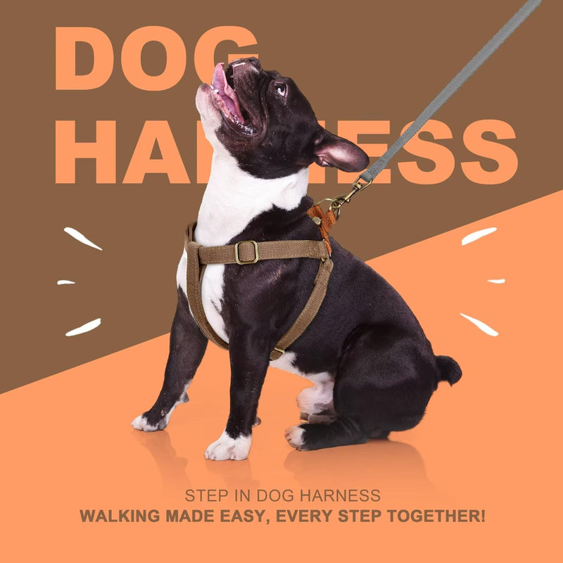 Didog Step in Dog Harness with Metal Buckles, Freedom Nylon Dog Halter Vests for Small Dogs Easy Walking Training(S:Chest 13-22", Brown) S: Chest 14-22", Fit 7-18 lbs - PawsPlanet Australia