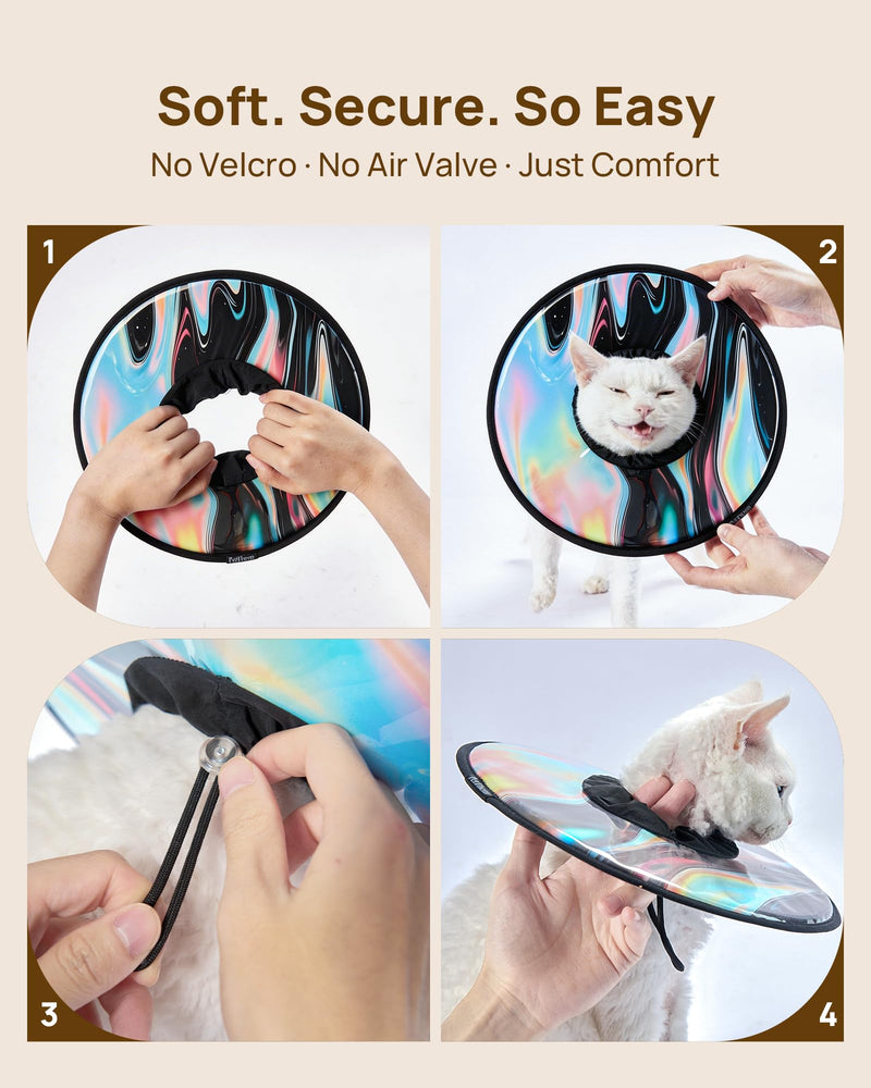 PetThem Soft Cat Cone Collar, Adjustable Cat Recovery Collar, After Surgery Protection, Waterproof & Easy to Clean, Lightweight Elizabethan Collar for Cats and Small Dogs (Stellar Wanderer, M) Stellar Wanderer