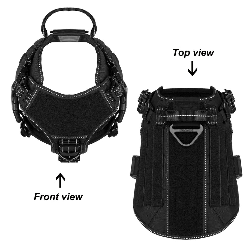 ICEFANG GN1 Reflective Tactical Dog Harness Medium Sized, MOLLE K9 Dog Vest with 2X Metal Buckles,Adjustable Pet Harness, No Pulling Front Leash Clip (Medium (Pack of 1), Black) Medium (Pack of 1) - PawsPlanet Australia