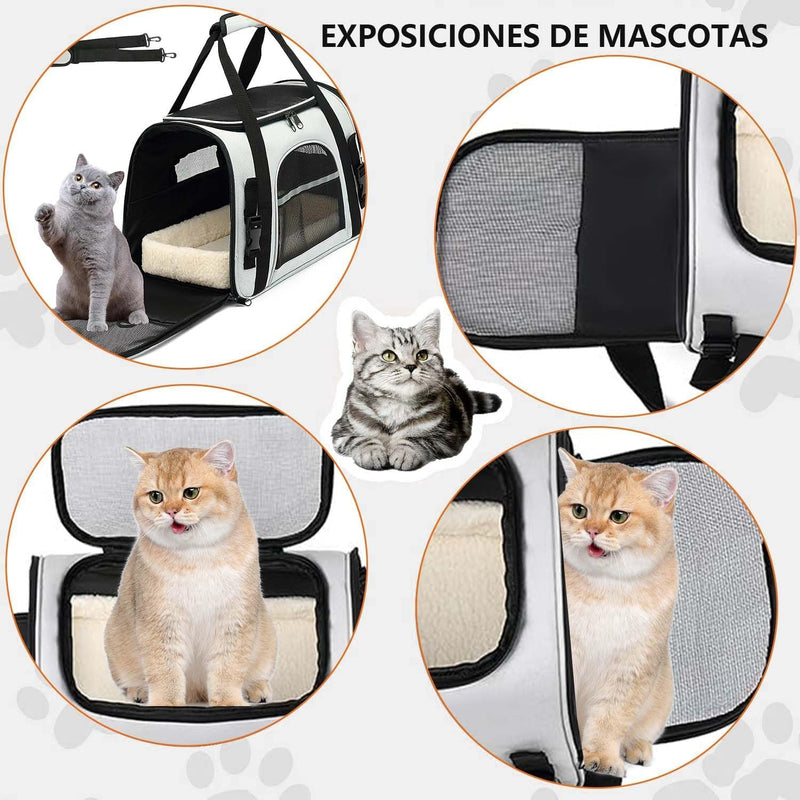 Soft Cat Backpack Carrier, Airline Approved Pet Carrier, Expandable Cat Backpack, Breathable Mesh Cat Travel Bag, Lightweight Vet Visit Carrier for Car Seat, 17 x 10 x 11 inches (Black-Grey) Black-Grey - PawsPlanet Australia