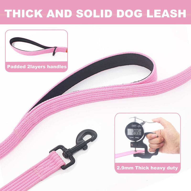lynxking Dog Training Leash Double Handle Dog Leash Heavy Duty 6ft Webbing 2 Padded Handles Leash Long Reflective Safety Walking Lead for Small Medium Large Dogs Medium-3/4"x 6' Pink - PawsPlanet Australia