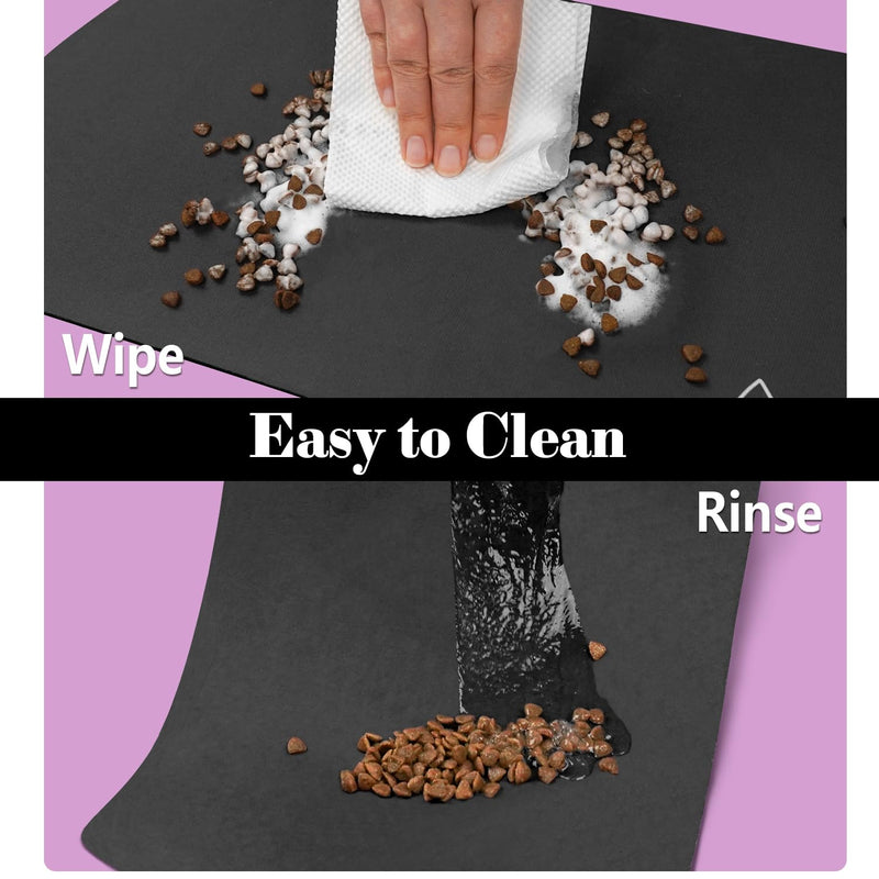 Dog Food Mats for Floors Absorbent, Pet Cat Food Mat - Quick Dry Dog Bowl Mats for Food and Water, Eco-Friendly Boho Pet Supplies S(12"×20") 01-Dark Grey - PawsPlanet Australia