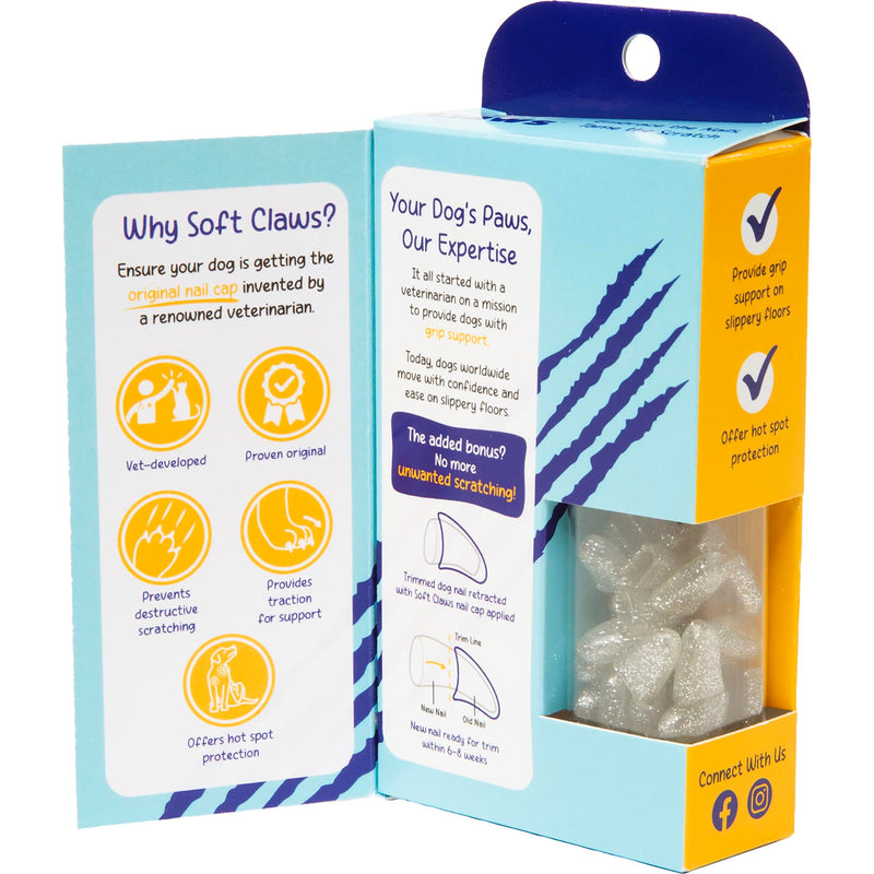 Soft Claws Canine Dog and Cat Nail Caps Take Home Kit, Medium, Sparkle Silver - PawsPlanet Australia