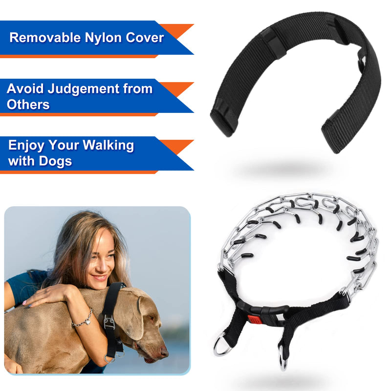 Supet Dog Prong Collar, Dog Choke Collar Adjustable Dog Pinch Collar with Quick Release Buckle/Nylon Cover for Small Medium Large Dogs Black M (Neck:16''-18'' Weight Around:50 lbs) - PawsPlanet Australia