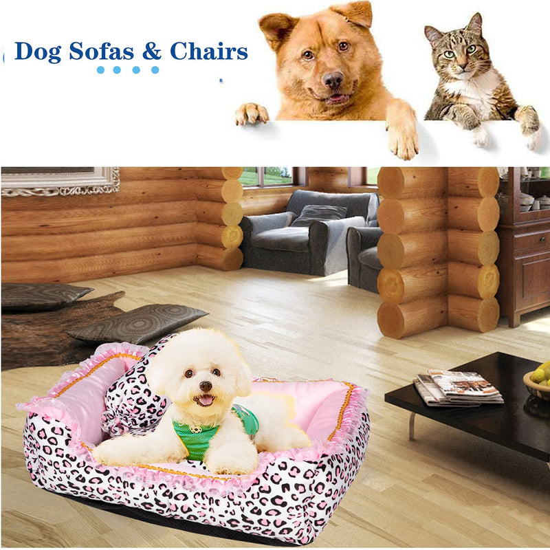 Gigreinc Dog Bed for Small Dogs - Cute Pink Leopard Dog Bed,Cat Beds for Indoor Cats Washable - Square Shape Cat Dog Sofa Bed Pet House Nest Cave(M, 20.8" L x 18" W x 5.5" Medium Square Bed - PawsPlanet Australia