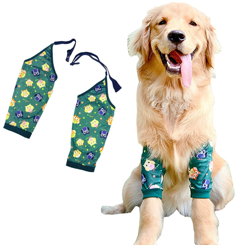 Dog Elbow Pads – Knee Wrap Front Leg Sleeves for Large Dogs, Wound Protection & Anti-Licking Brace for Injured Legs or Joints（Large Owls ）