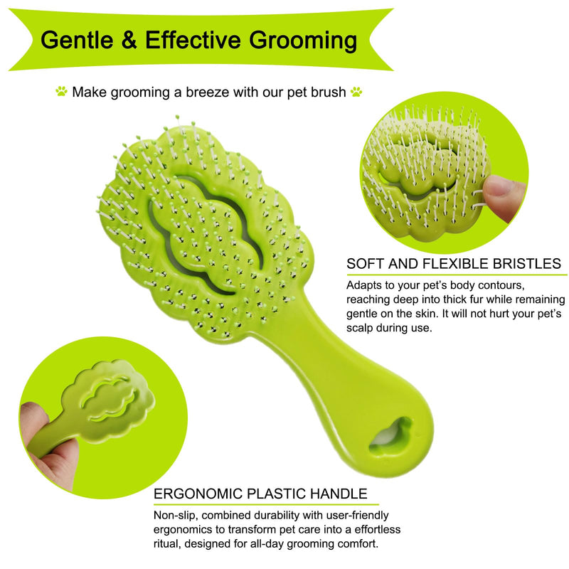 Cloud-Shaped Soft Bristle Puppy Brush for Small Dogs - Yorkie, Shih Tzu, Maltese, and Toy Poodles Grooming Tool with Detachable Lint Comb and Gift Box （Green） Green - PawsPlanet Australia