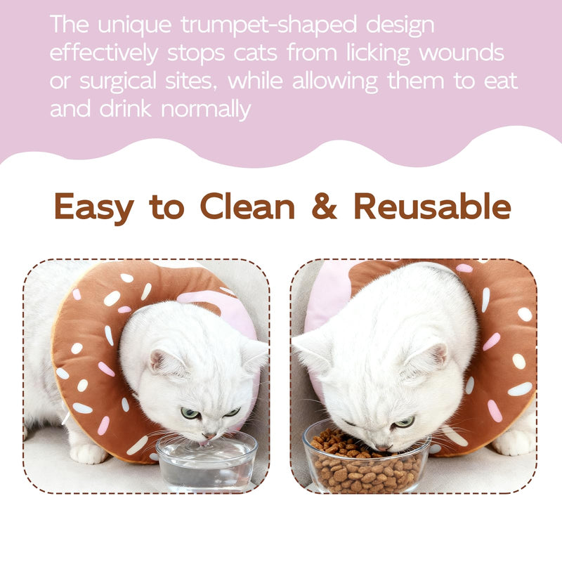 Soft Protective Collar for Cats and Dogs, Elizabeth Collar for Small Dogs, Donut Shaped Collar After Surgery, Comfortable for Wound Healing, Adjustable & Eat Friendly, Cat Collar, Size S