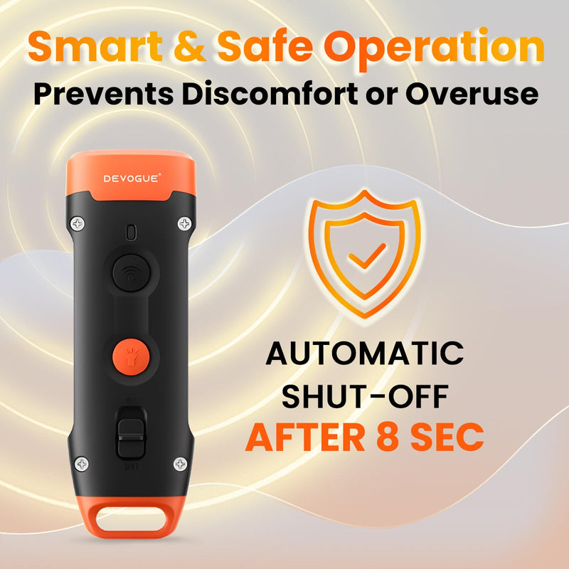 DEVOGUE® Dog Bark Deterrent Devices – Rechargeable Anti Barking Device for Dogs – 10 to 12 Meter Long Range Ultrasonic Dog Bark Deterrent - Correct Your Dog's Bad Behavior Instantly with A Button