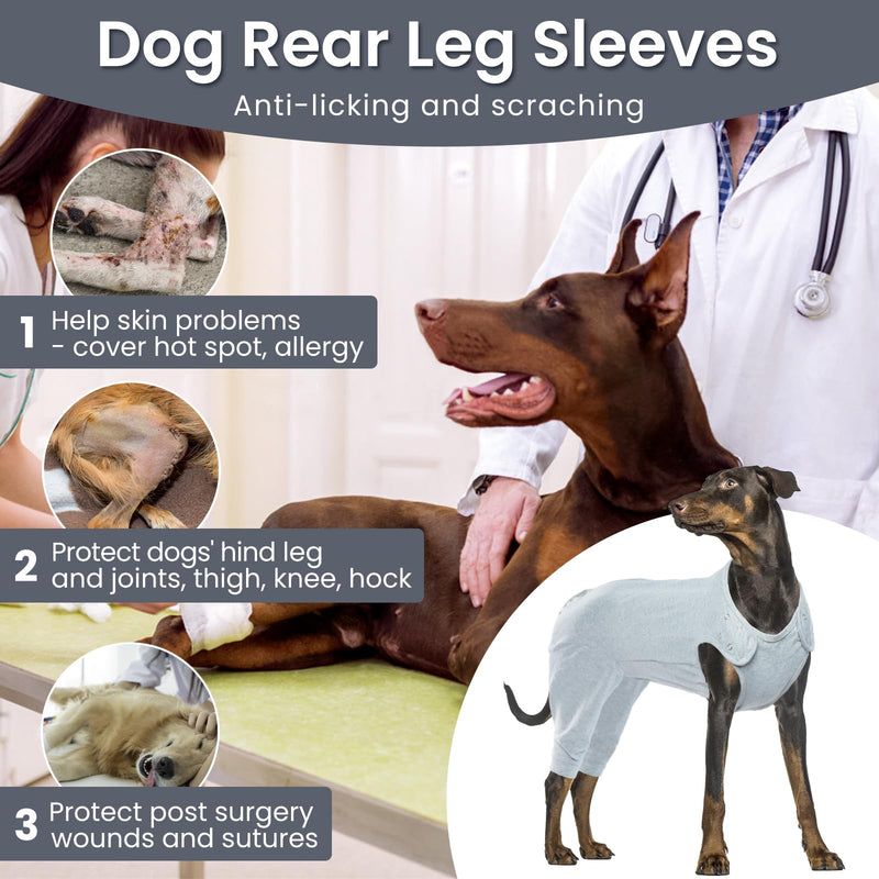 Nanaki Dog Wound Care Shirt,Dog Leg Sleeve To Stop Licking Rear Leg And Abdomen,Dog Surgery Suit Female Spay,Dog Onesie For Surgery Female Male,Dog Surgical Recovery Suit Female Dog Wound Heal Clothes 2XL(Back:23.2", Weight:40-85Ib) Gray - PawsPlanet Australia