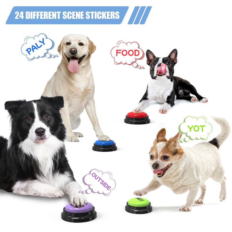 Dog Buttons Talk,Updated 8 Pack Dog Communication Buttons,Recordable Talking Training Buttons for Dogs,30 Seconds Voice Dog Speaking Buttons with Dog Bath Brush Set A-8 Pack - PawsPlanet Australia