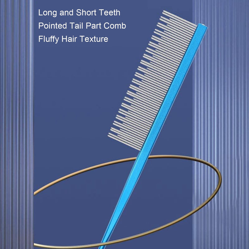 LIZEALUCKY Round Tooth Metal Dog Comb is Used for pet Hair Comb of Dogs and Cats to Remove Hair Knots and Entanglement. Professional pet Hair Comb Styling Comb blue