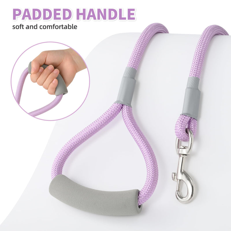 Mile High Life Dog Leash, with Comfortable Padded Handle, Purple Nylon Rope Leash with Steel Tips, Heavy Duty 4 Feet Pet Leashes (Pink,48 Inches) Nylon Rope - Purple - PawsPlanet Australia