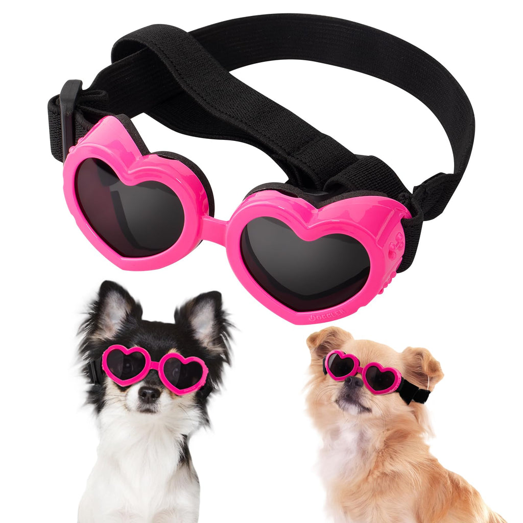 Dog Sunglasses Glasses for Small Breed, Dog Goggles Puppy Sunglasses for UV Eye Protection Anti-Fog Snowproof Wind Dust, Adjustable Doggy Pet Sunglasses for Motorcycle Riding Driving (Pink) Pink