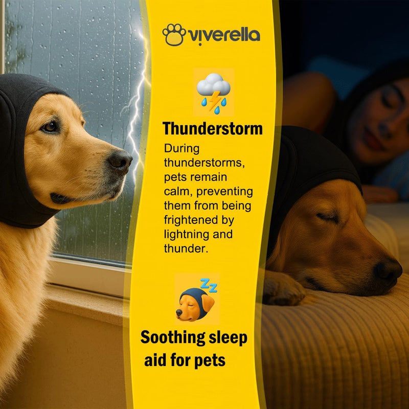Dog Ear wrap Calming Hoodie Ear Wraps, Comfortable Quiet Ears Cover Muffs Plug Waterproof & Adjustable Dog Head Wrap Bonnet for Noise Protection Firework Grooming Bathing Anxiety Thunderstorms Medium
