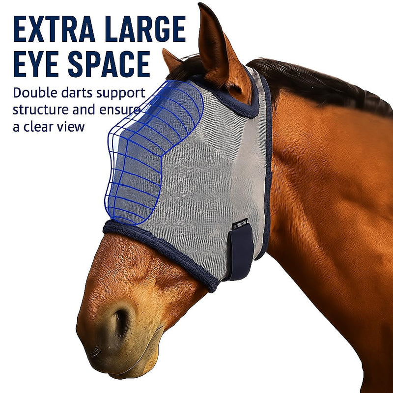 Horse Fly Mask with UV Protection – Breathable & Adjustable Fly Masks for Horses, Ponies, Miniature Foals, Drafts, Arabians, Cob and Full Sizes Comfortable Mesh Face Cover (Light Blue, One Size) Light blue