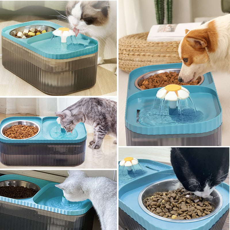 Suertree Cat Fountain Water Bowl Stainless Steel, 101oz/3L Automatic Pet Water Fountain, Dog Water Dispenser Cat Feeding Watering Supplies with 2 Filters for Cats, Dogs, Pets Blue - PawsPlanet Australia