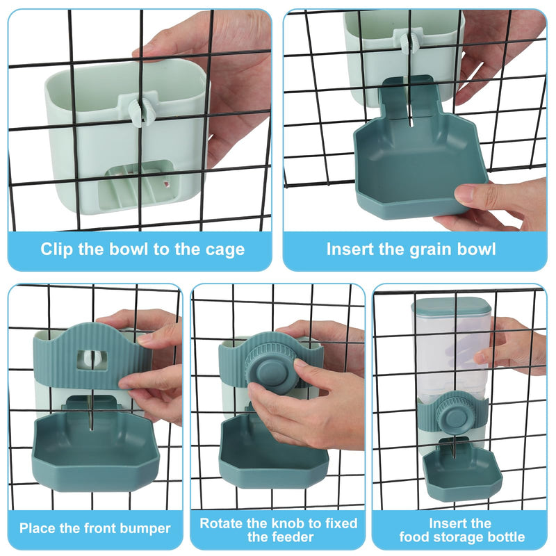 Hanging Cage Automatic Food Water Dispenser Detachable Auto Gravity 0.9 L Self-Feeding Feeder and Waterer Set, Crate Auto Feeder Dish for Small Pets Puppy Cats Ferret Bunny Guinea Pig - PawsPlanet Australia