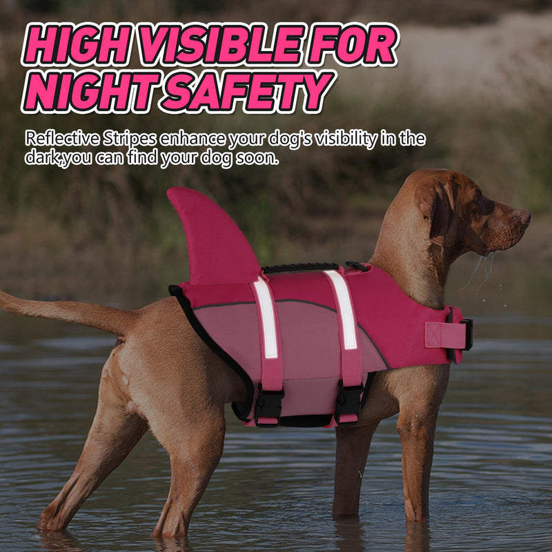 Doglay Dog Life Vest, Ripstop Cute Shark Dog Life Jacket with Superior Buoyancy and Rescue Handle, Adjustable Dog Life Vests for Boating Swimming, Pet Flotation Vest for Small Medium Large Dogs. Pink & Light Pink