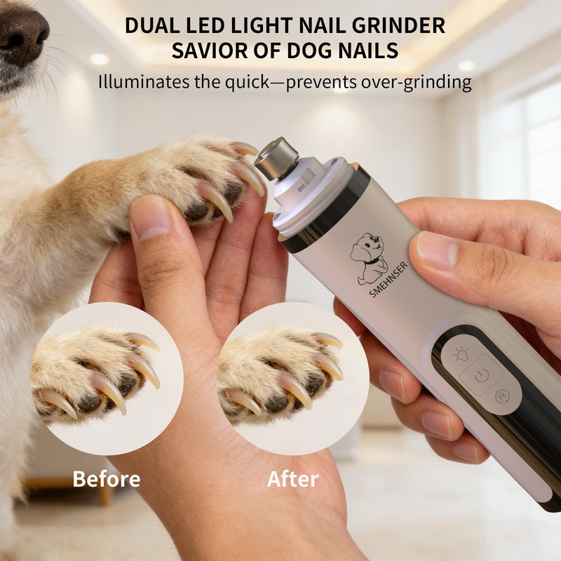 YFL Upgraded Dog Nail Grinder with LED Light, Super Quiet 2-Speed Electric Pet Nail Trimmer, Professional Rechargeable Dog Nail Clippers for Large Medium Small Dogs & Cats