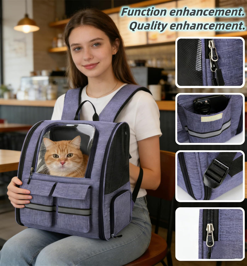 Cat Backpack Carrier Small Dogs Backpack Carrier,Large Space Breathable Cat Bubble Backpack,Shaded Puppy Backpack Carrier,Ventilated for Travel, Hiking,Cycling,Shopping,and Vet Purple - PawsPlanet Australia