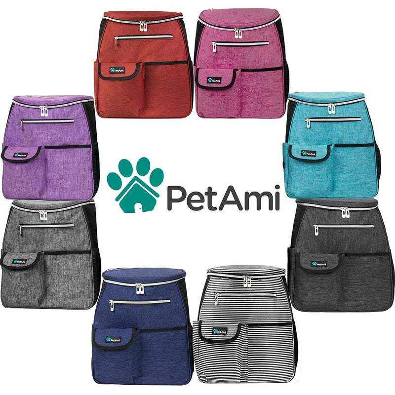 PetAmi Dog Travel Bag Backpack, Airline Approved Dog Bags for Traveling, Puppy Diaper Bag Supplies, Pet Camping Essentials Hiking Accessories Dog Gift, Food Container, Collapsible Bowls, Stripe Black One Size (Pack of 1) - PawsPlanet Australia
