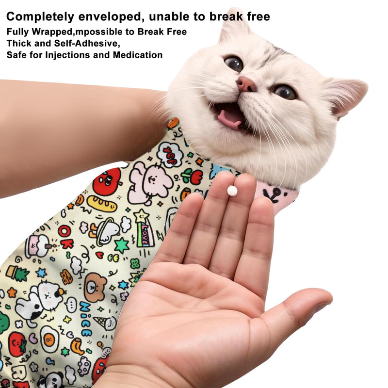 1PCS Cats Calming Wrap for Grooming Adjustable Pet Restraint Cover Soft Fabric Fixed for Kittens Comfortable After Bathing Towel Stress Self Stick Cloth Tool for Nail Cutting