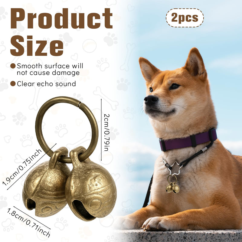 2Set Copper Bell for Dog Collar, Brass Dog Bells, Extra Loud Collar Bell for Pet Tracking Anti Lost Training Pets Pendant Accessories Anti Theft Bells for Little Dogs & Cats - PawsPlanet Australia
