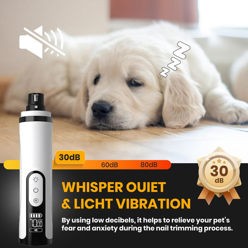 Silent Groom Pro Nail Grinder, 2025 Dog Nail Trimmer with LED Light & 3 Speeds Rechargeable USB Charging Pet Nail Grinders for Dog Cat Home Use - PawsPlanet Australia
