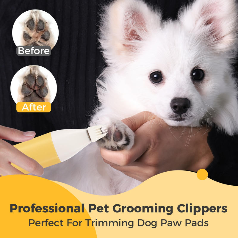 ZOESEEK Cat Paw Trimmer with Three Blades, Cordless Small Pet Hair Grooming Trimmer, Cat's paw Nail Filer for Safe Clipper, Low Noise for Trimming Dog's Fur Around Paws, Eyes, Ears, Face, Rump-Yellow - PawsPlanet Australia