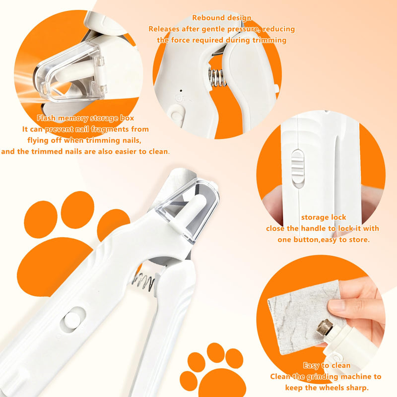 2-in-1 Pet Nail Clipper & Grinder with Dual LED Lights, USB Rechargeable, Electric Multi-Function Grinding, Quiet Operation with Splash Guard, Suitable for Small/Medium/Larg - PawsPlanet Australia
