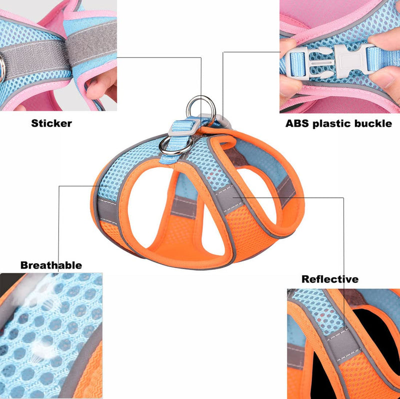 Small Dog Harness and Leash Set, No-Pull Reflective Puppy Harness for Outdoor Walking, Breathable Mesh Girl Cats Vest for XXS Xs Small Medium Female Pet Dogs, Pink XXS XXS(Chest 10-13") - PawsPlanet Australia