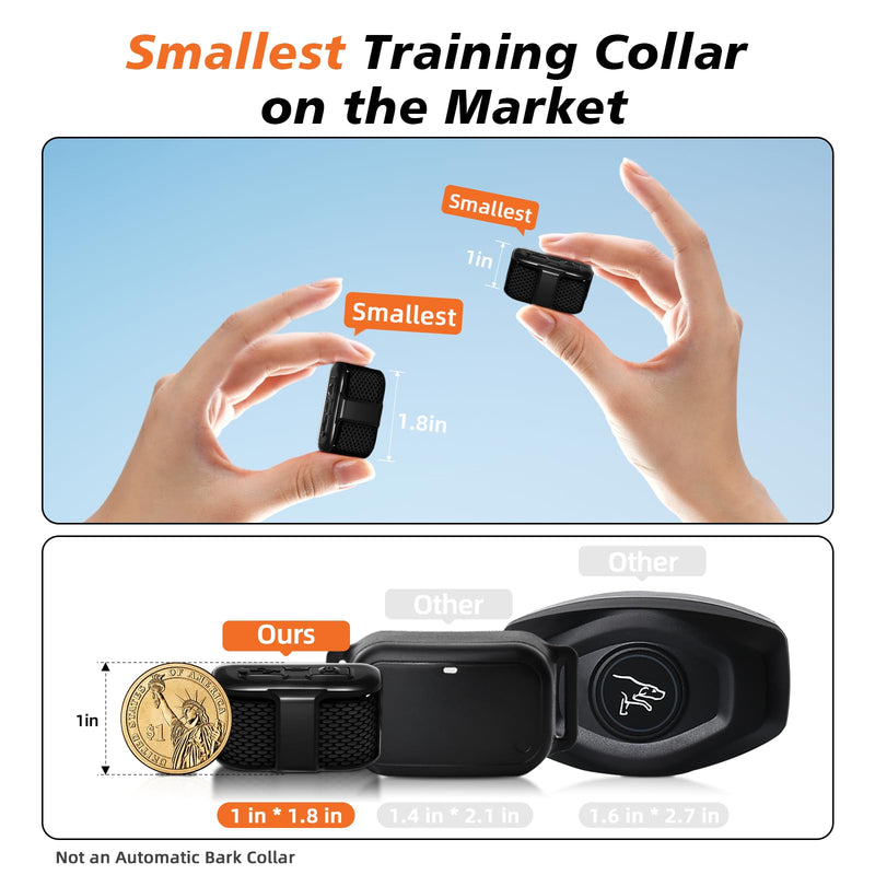 Tiniest Dog Shock Collar, Lightest Dog Training Collar with Remote for Small Dogs 5-15lbs & Medium Large Dogs/Puppies, Waterproof, Rechargeable, 1300ft Range (Black&Ultra Tiny) Black Ultra Tiny